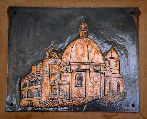 Pfarrkirche und Pfarrhof - Kupferstich / Berta Regier